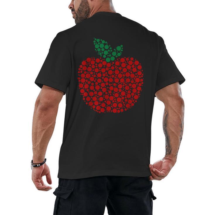 Apple Dot Pattern Art Teacher Appreciation Men Women Humor Men's Back Print T-Shirt