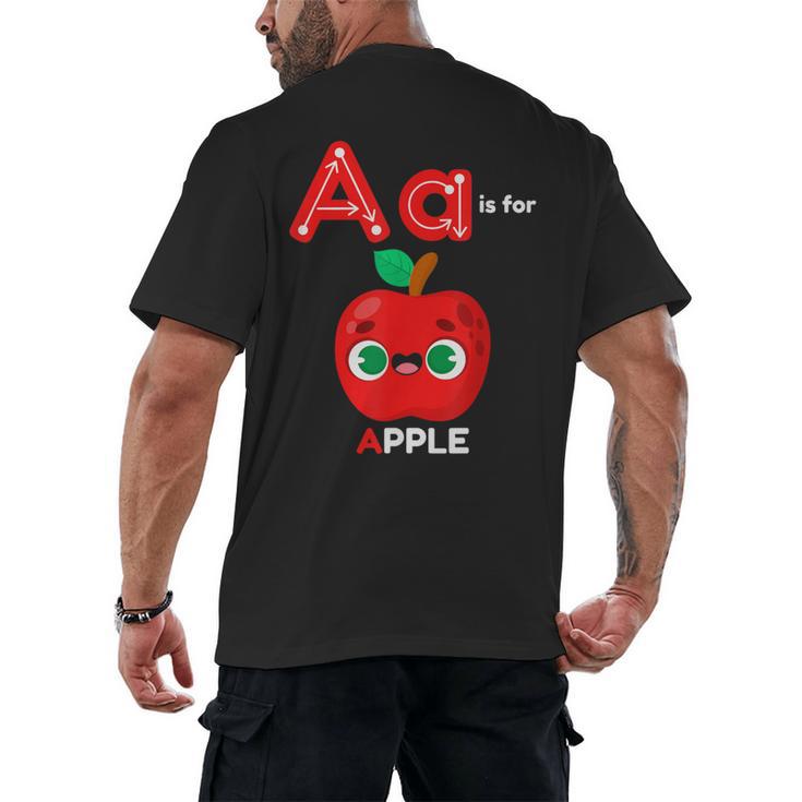 A Is For Apple Pre-K Kindergarten Teacher Student Men's Back Print T-Shirt