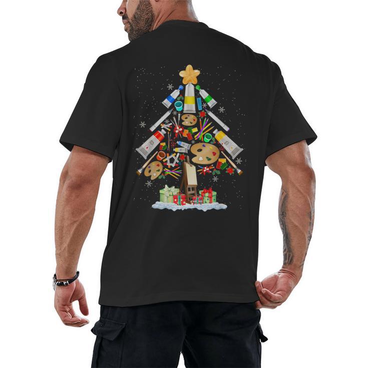 Art Christmas Tree Merry Christmas Artist Art Teacher Men's Back Print T-Shirt