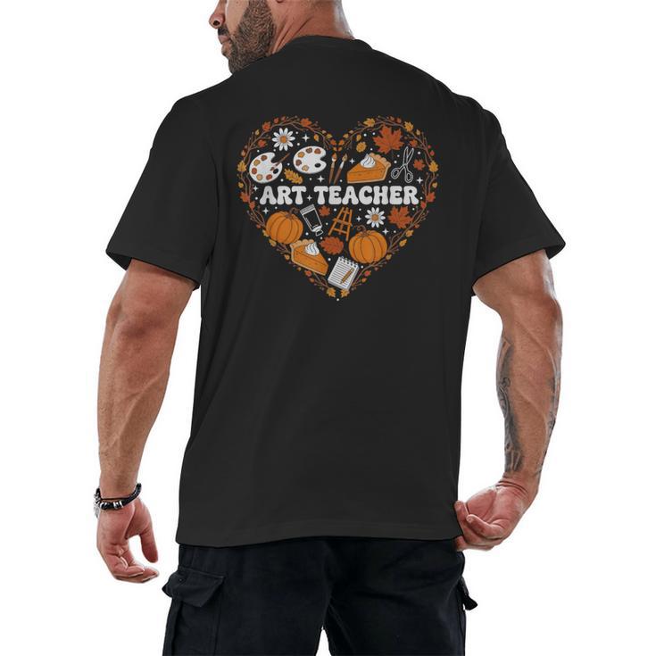 Art Teacher Heart Autumn Thanksgiving Kids Men's Back Print T-Shirt