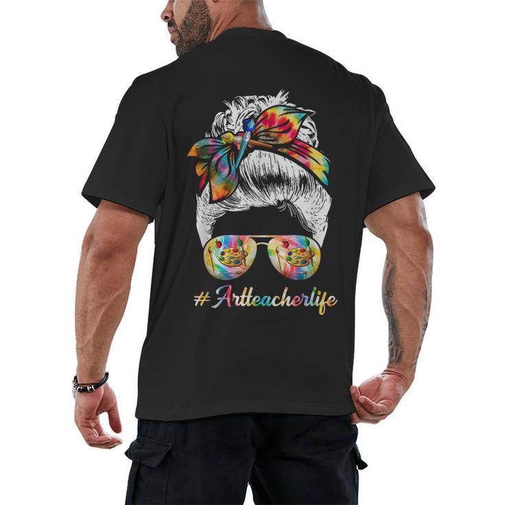 Art Teacher Life Messy Bun Back To School Art Teacher Men's Back Print T-Shirt