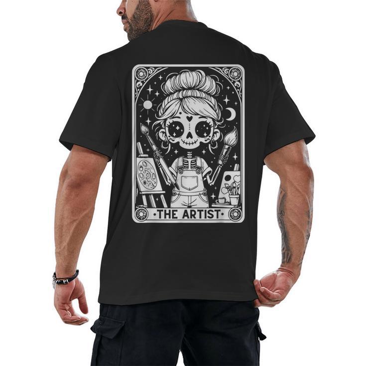 Artist Tarot Card Skeleton Painter Art Teacher Witchy Men's Back Print T-Shirt