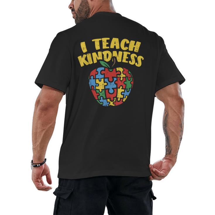 Autism Teacher Shirt I Teach Kindness Apple Puzzle Awareness Men's Back Print T-Shirt