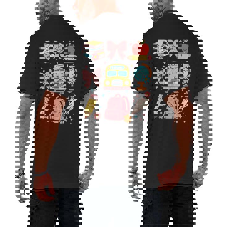 Back To School Coquette Teacher Women Girl Kindergarten PreK Men&#x27;s Back Print T-Shirt