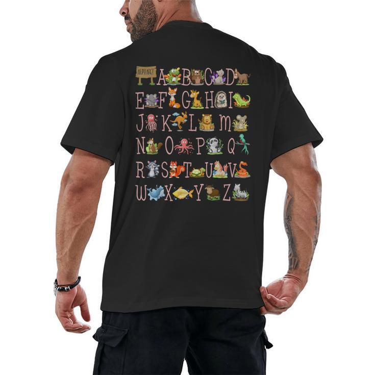 Back To School Kindergarten Teacher ABCs Animals Alphabet Men's Back Print T-Shirt