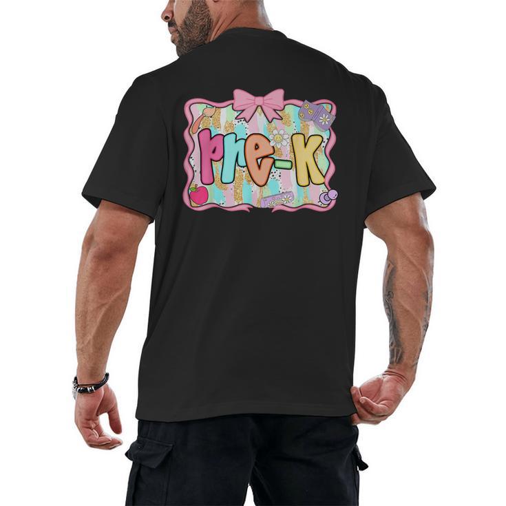 Back To School Pre-K Preppy Teacher Girl Men's Back Print T-Shirt
