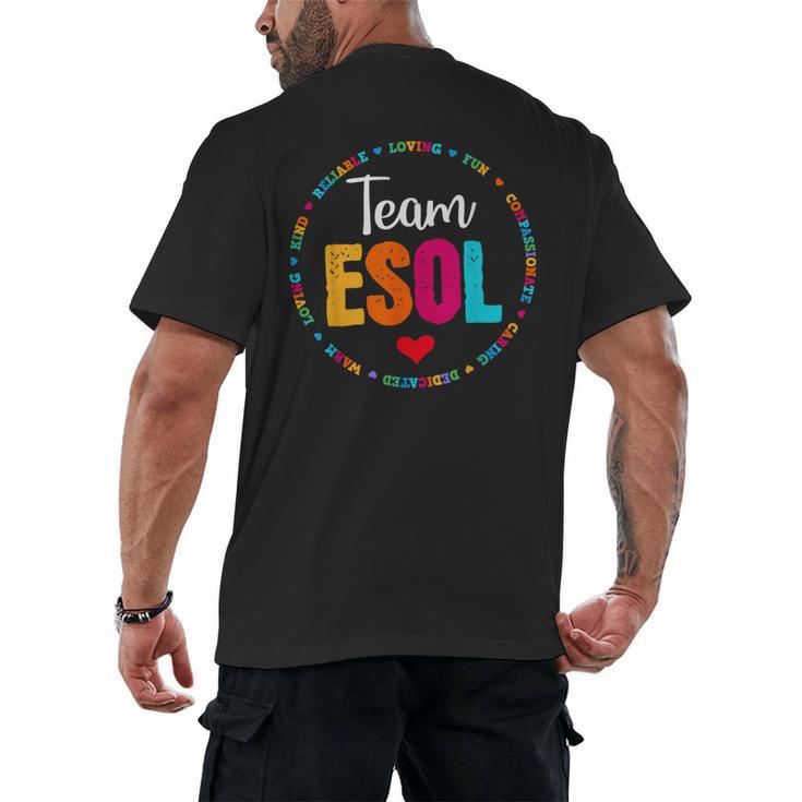 Back To School Teachers Crew Students Team ESOL Teacher Men's Back Print T-Shirt