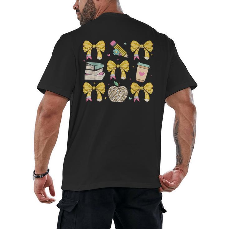 Back To School Yellow Bows Book Coffee Leopard Apple Teacher Men's Back Print T-Shirt
