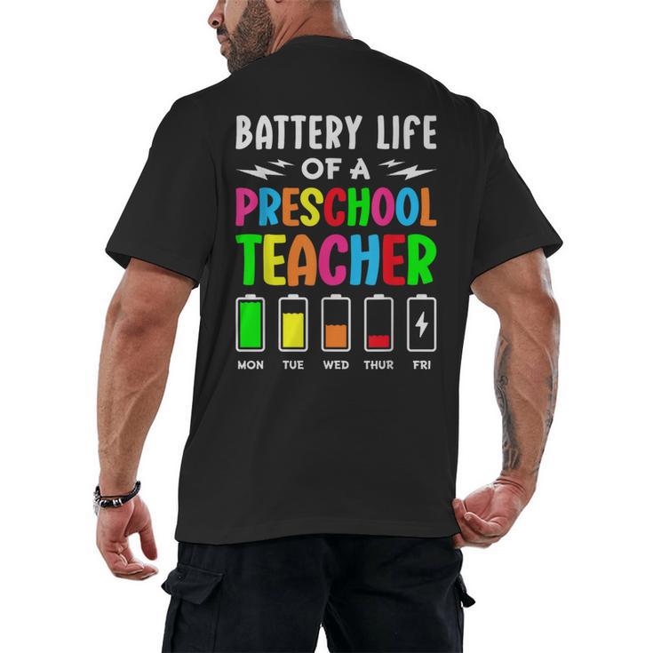 Battery Life Of a Preschool School Teacher School Week Men's Back Print T-Shirt