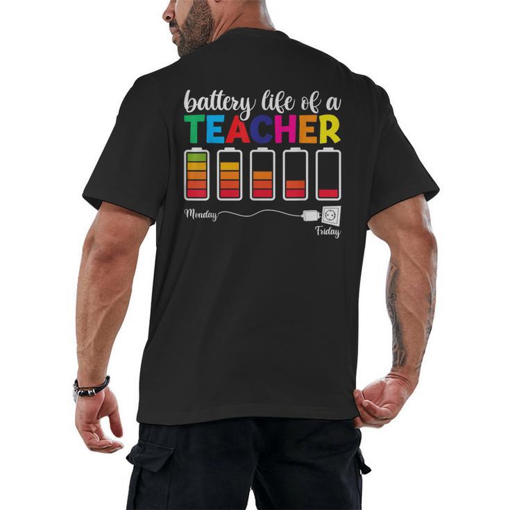 Battery Life Of a Teacher Shirt Thanksgiving Teacher Men's Back Print T-Shirt