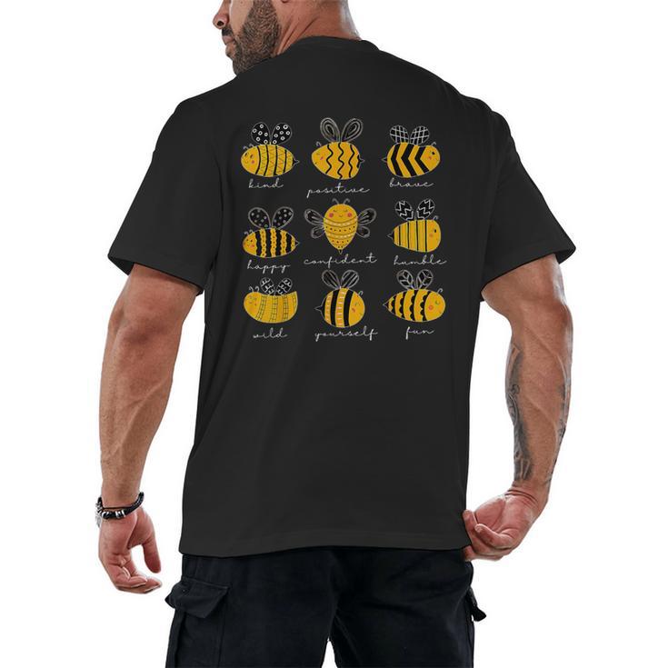 Bee Kind Positive Brave Happy Confident Humble Teacher Men's Back Print T-Shirt