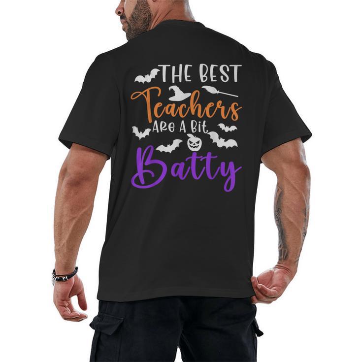 The Best Teachers Are A Bit Batty Teacher Bat Halloween Men's Back Print T-Shirt