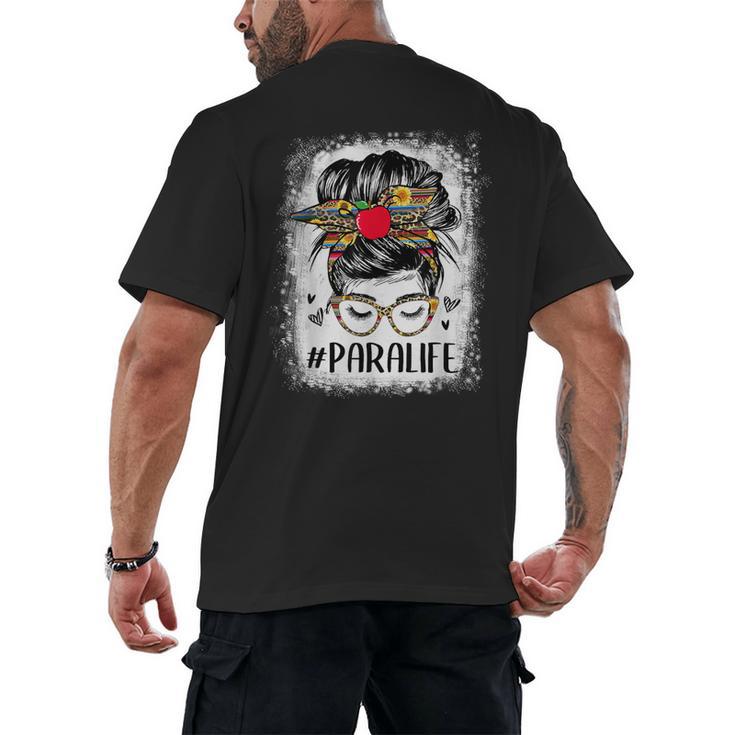 Bleached Teacher Para Life Paraprofessional Cute Messy Bun For Men Women Girls Kids Men's Back Print T-Shirt