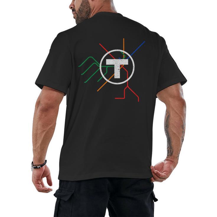Boston T Subway Map Vintage MBTA Men's Back Print T-Shirt