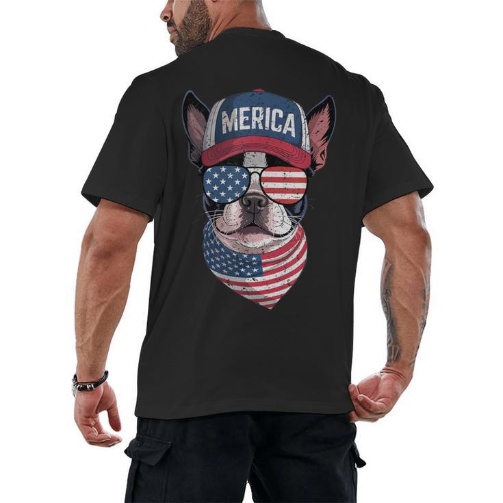 Boston Terrier 4th Of July US Merica Bostie Dog Patriotic For Men Women Kids Men's Back Print T-Shirt