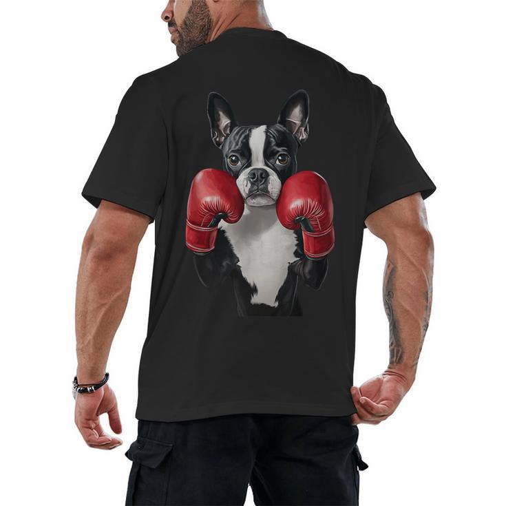 Boston Terrier Boxing Men's Back Print T-Shirt
