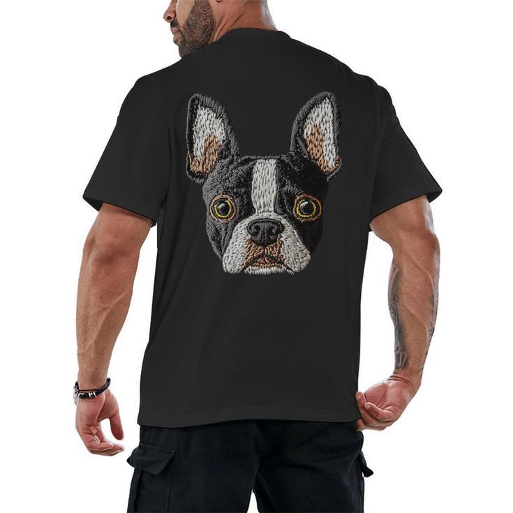 Boston Terrier Cute Puppy Face Dog Lover Pet Owner Men's Back Print T-Shirt
