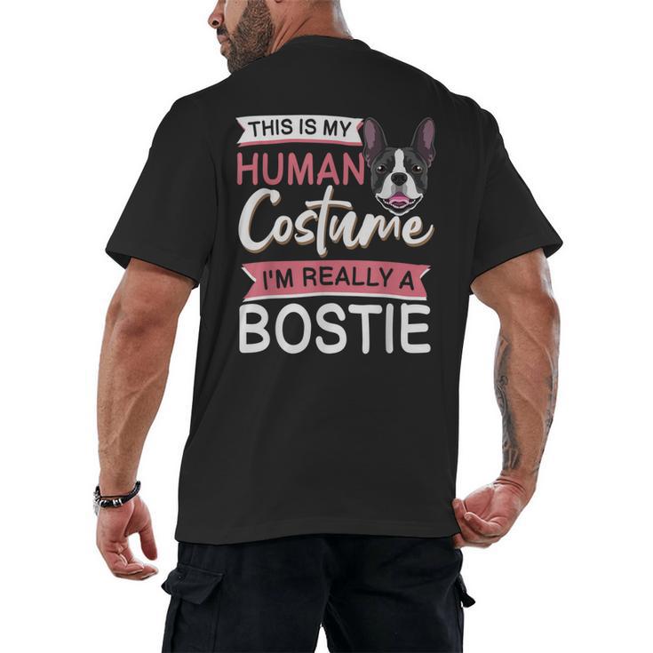 Boston Terrier Dog Bostie Halloween Costume Dog For Kids Men's Back Print T-Shirt