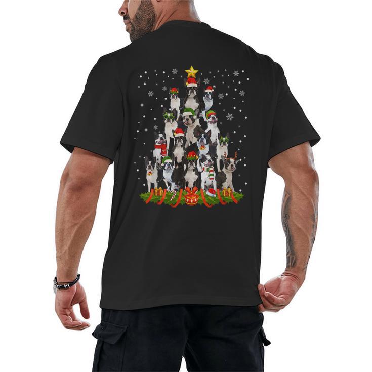 Boston Terrier Dog Christmas Tree Santa Hat Xmas Pajama Men Women Kids Men's Back Print T-Shirt