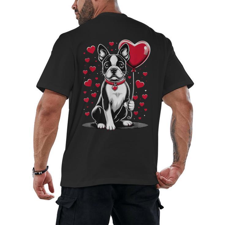 Boston Terrier Dog Valentine's Day Dog Owner Valentine Men's Back Print T-Shirt