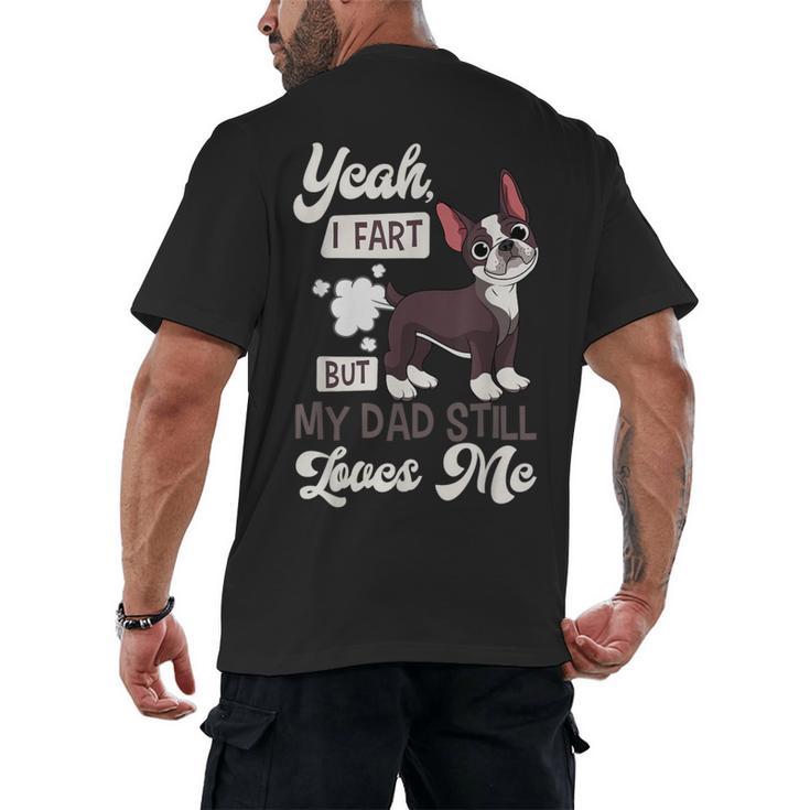 Boston Terrier Fart American Gentleman Non-Sporting Dog Men's Back Print T-Shirt
