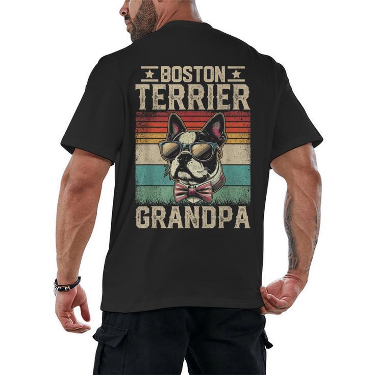 Boston Terrier Grandpa Dog Lover Father's Day Men's Back Print T-Shirt