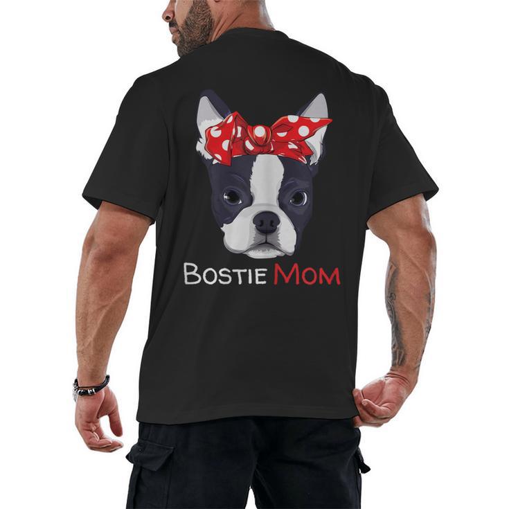 Boston Terrier Mom Bostie Women Girls Men's Back Print T-Shirt