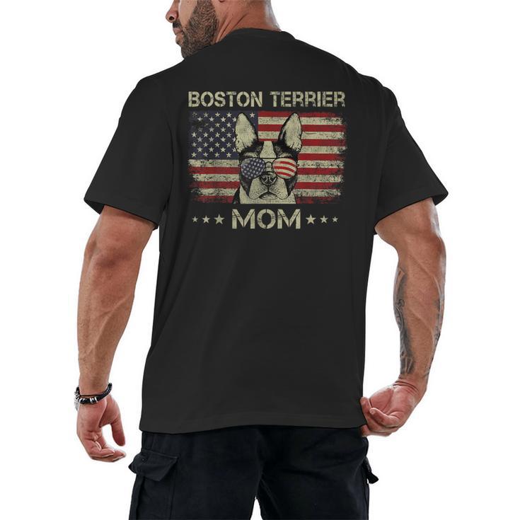 Boston Terrier Mom Dog Lovers American Flag 4th Of July Men's Back Print T-Shirt