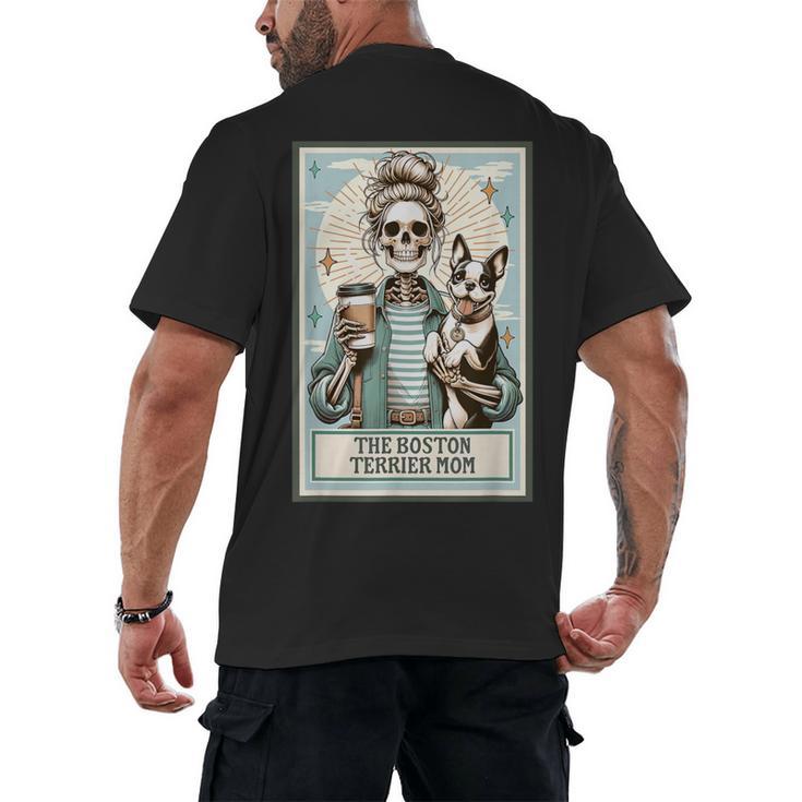 The Boston Terrier Mom Skeleton Spooky Season Halloween Men's Back Print T-Shirt
