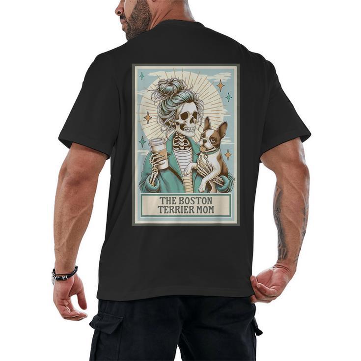 Boston Terrier Mom Skeleton Tarot Card Witch Vibes Dog Mom Men's Back Print T-Shirt