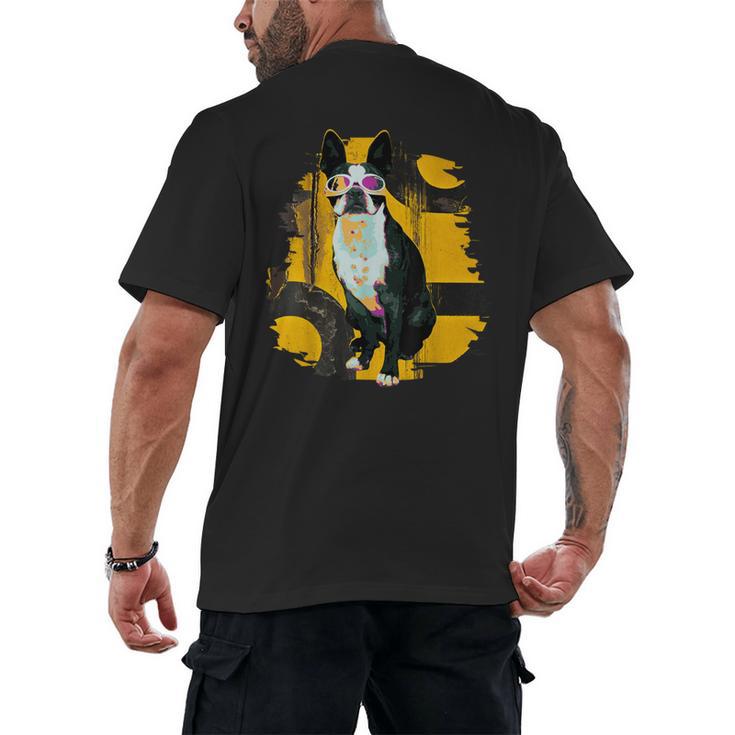 Boston Terrier s Mid-Century Modern Art s Street Grunge Men's Back Print T-Shirt