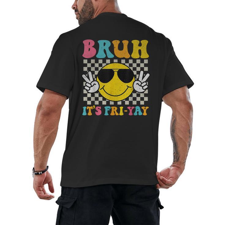 Bruh It's Fri-Yay Friday Weekend Smile Face Teacher Student Men's Back Print T-Shirt