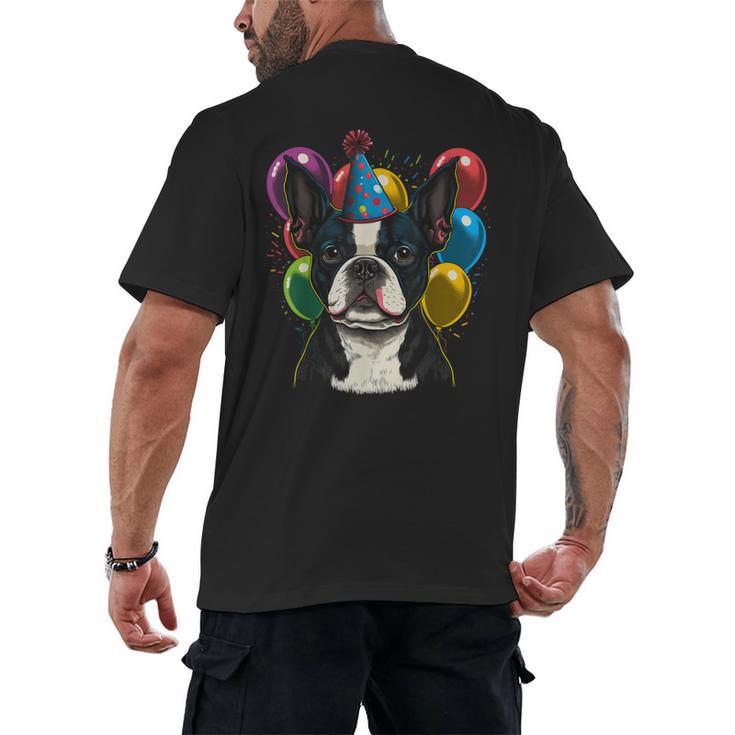 Celebration Event Birthday Party Boston Terrier Men's Back Print T-Shirt