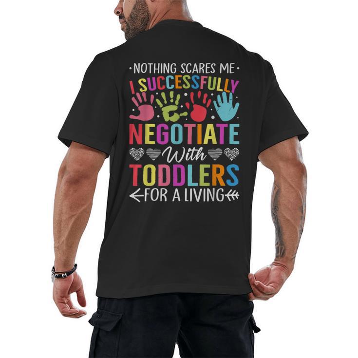 Childcare Teacher Negotiate With Toddlers Daycare Provider Men Women Girls Kids Men's Back Print T-Shirt