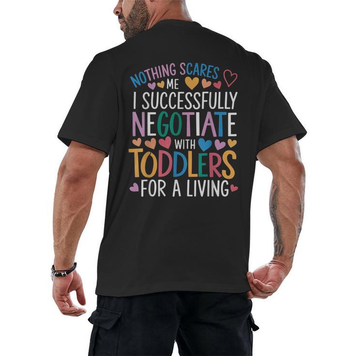 Childcare Teacher Negotiate With Toddlers Daycare Provider Men's Back Print T-Shirt