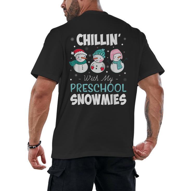 Chillin' With My Preschool Snowmies Teacher Christmas Men Women Kids Men's Back Print T-Shirt