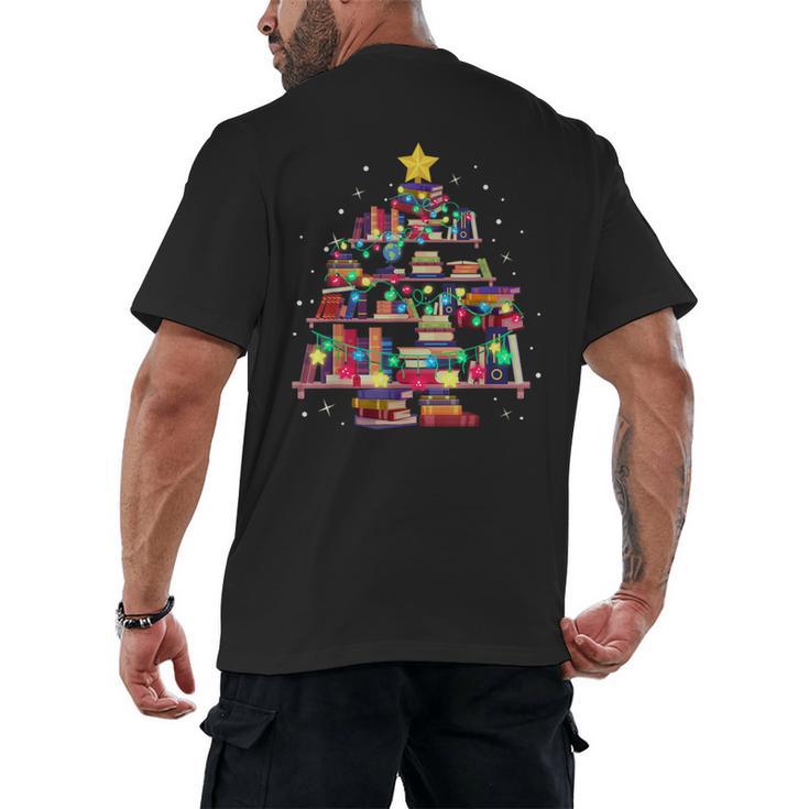 Christmas Library Tree Love Reading Books Nerd Teacher Men's Back Print T-Shirt
