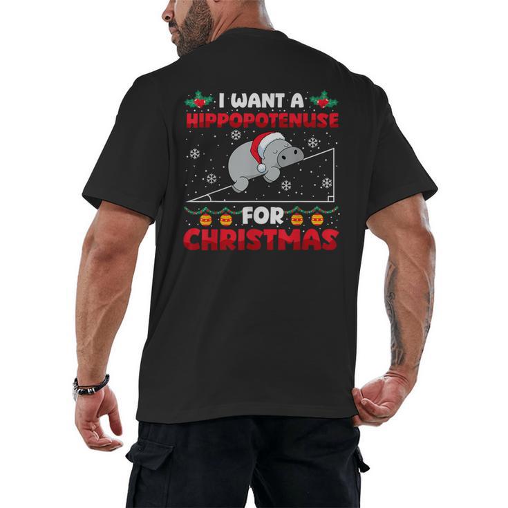 Christmas Math Teacher Hippopotenuse Math Lovers Xmas Men's Back Print T-Shirt