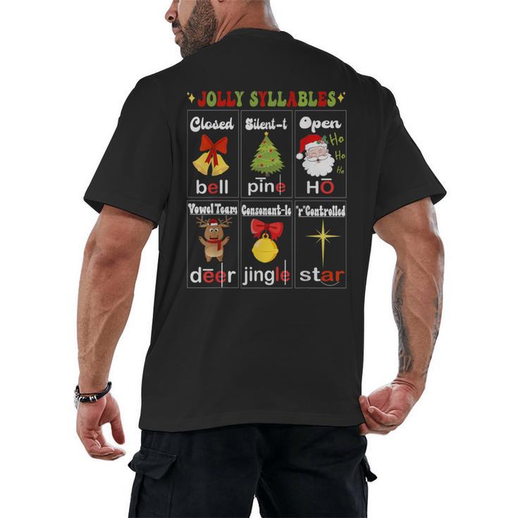 Christmas Reading Teacher Syllable Types Reading Teacher Men's Back Print T-Shirt