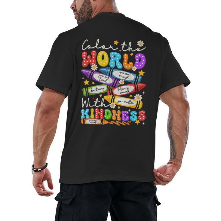Color The World With Kindness Crayon Positivity Teacher Men's Back Print T-Shirt