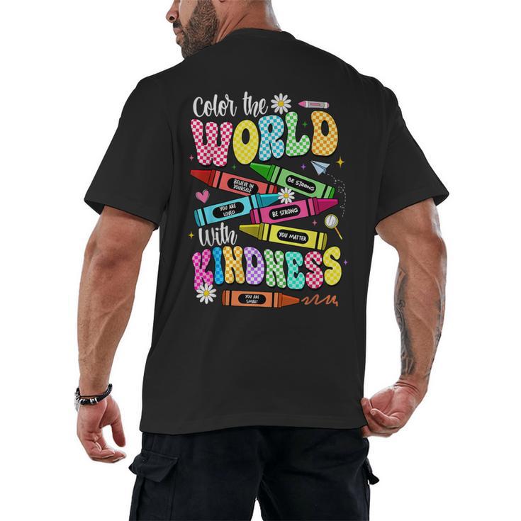 Color The World With Kindness Teacher Back To School Men's Back Print T-Shirt