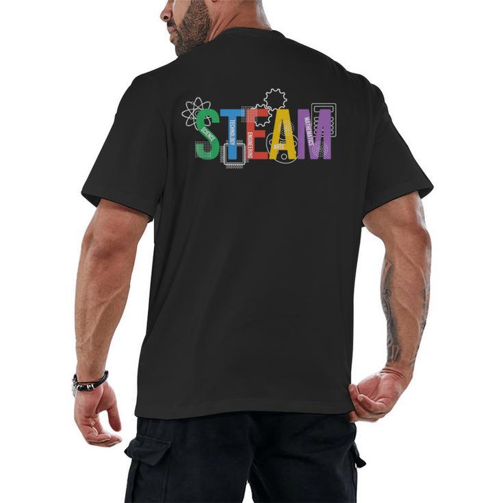 Colorful Steam Letters For Steam Program Teacher And Student Men's Back Print T-Shirt