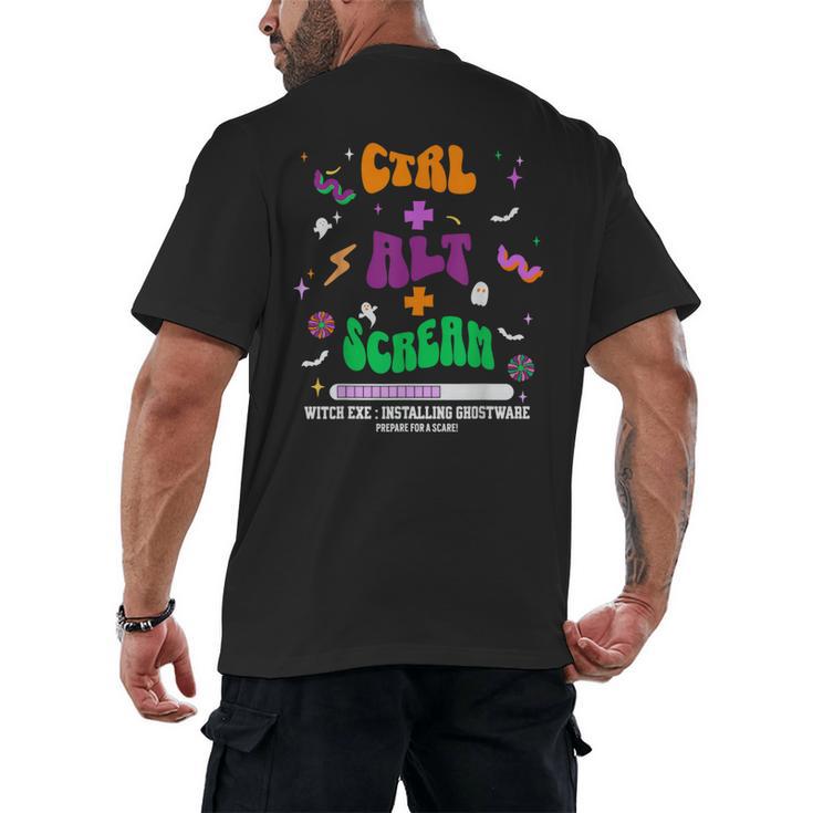 Computer Teacher Spooky Halloween Technology STEM Engineer Men's Back Print T-Shirt
