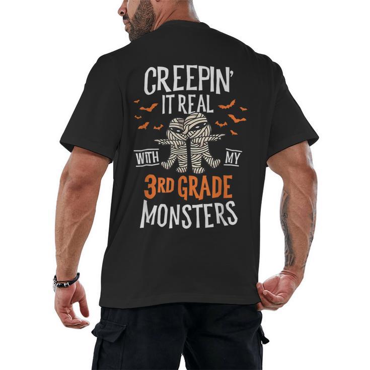 Creepin It Real With My 3rd Grade Monsters Halloween Teacher Men's Back Print T-Shirt