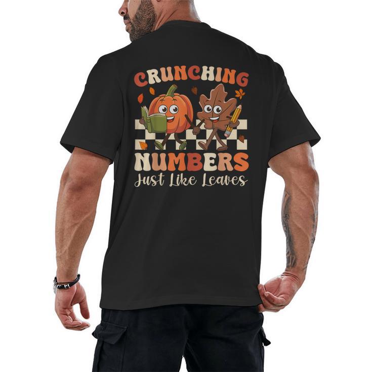 Crunching Numbers Just Like Leaves Pumpkin Fall Teacher Men's Back Print T-Shirt