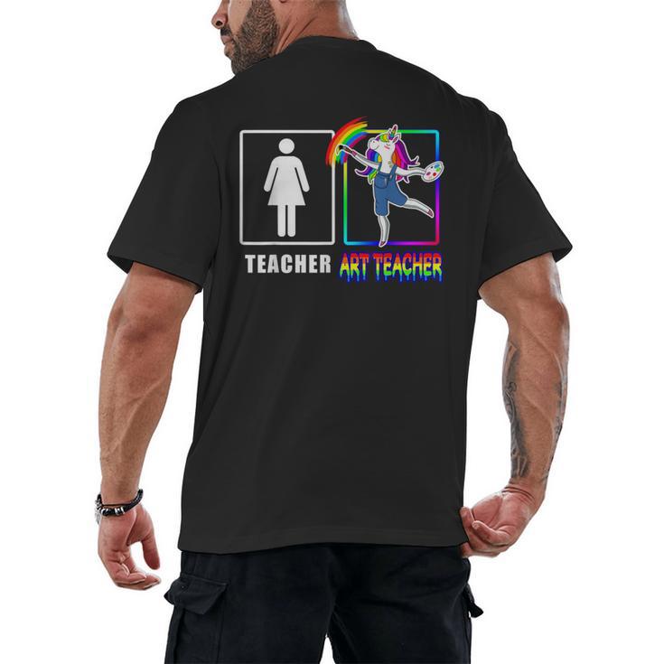 Cute Art Teacher Magical Dabbing Unicorn Artist Men's Back Print T-Shirt