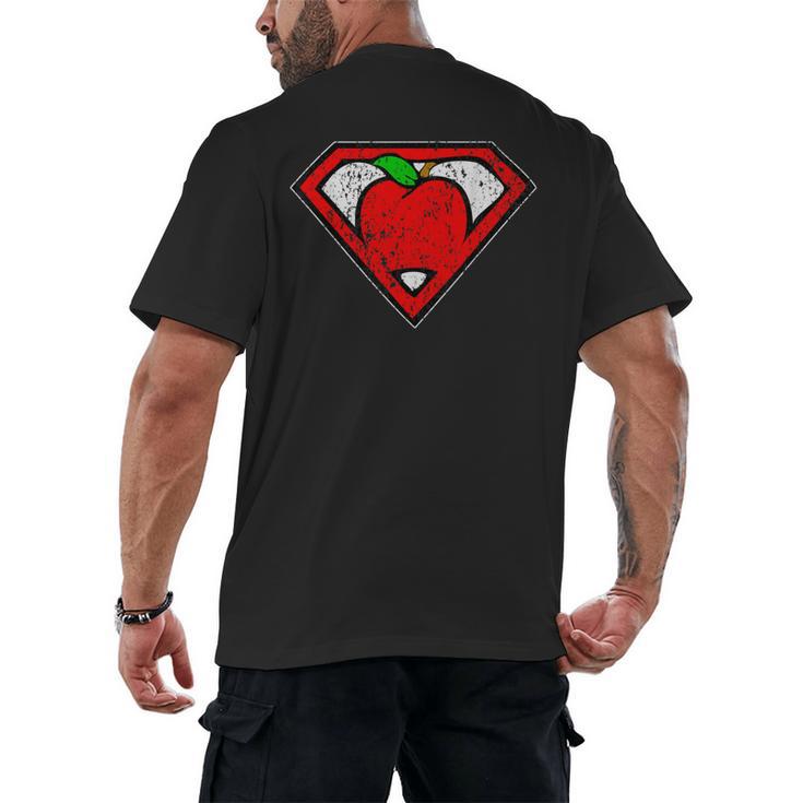 Cute Distressed Super Teacher Superhero Apple Shirt Men's Back Print T-Shirt