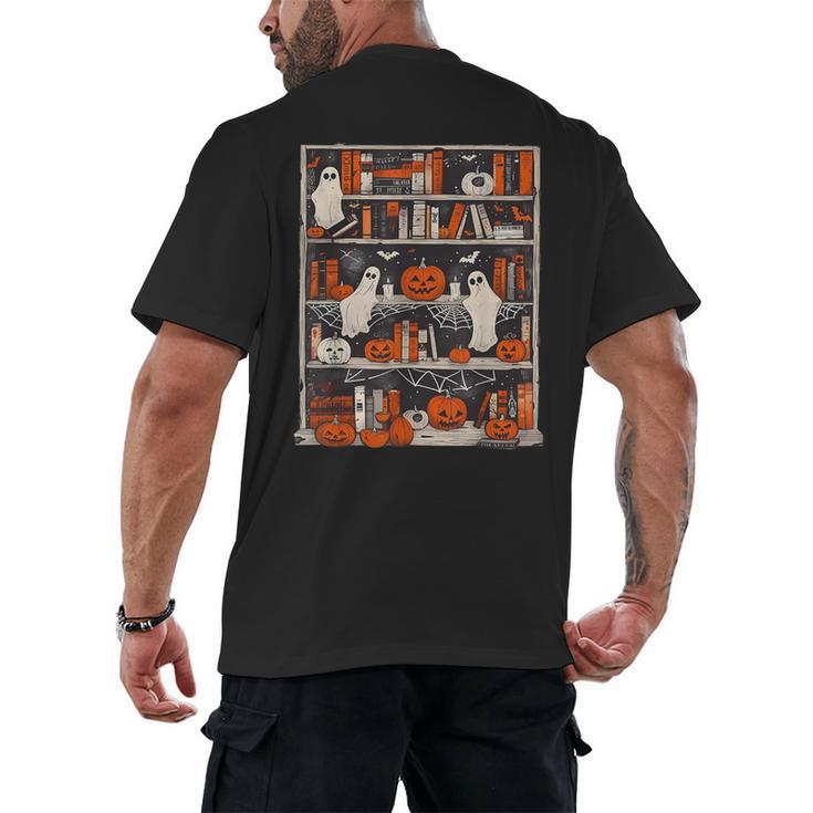 Cute Ghost Book Reading Books Lover Spooky Teacher Halloween Men's Back Print T-Shirt