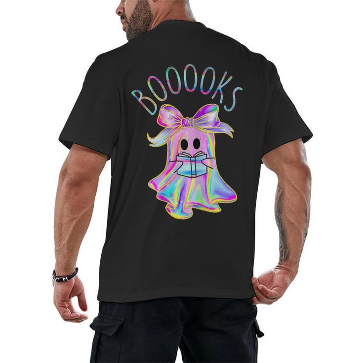 Cute Ghost Book Reading Halloween Teacher Top Girls Women Men's Back Print T-Shirt