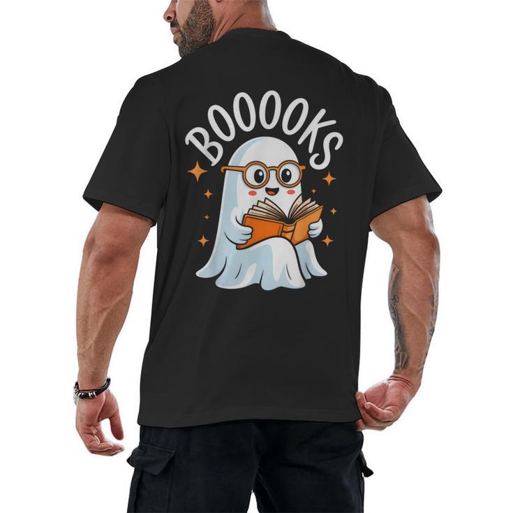 Cute Ghost Reading Book Librarian Teacher Halloween Costume Men's Back Print T-Shirt